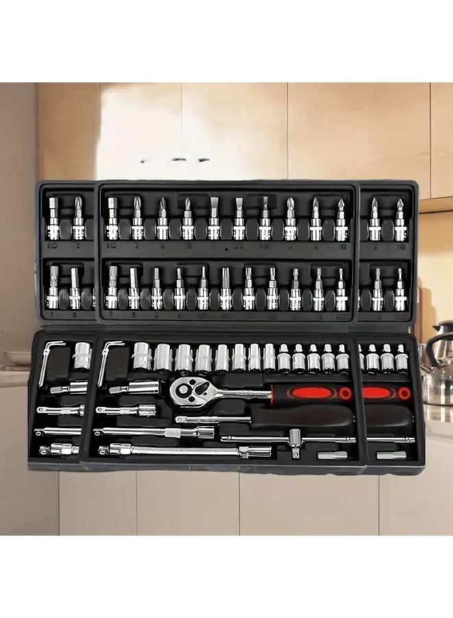 46pcs Professional Car Repair Tool Kit Ratchet Wrench Sockets Screwdriver Bits Carbon Steel - Image 3