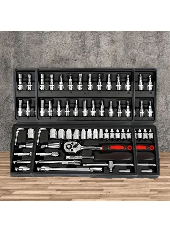 46pcs Professional Car Repair Tool Kit Ratchet Wrench Sockets Screwdriver Bits Carbon Steel - Image 5