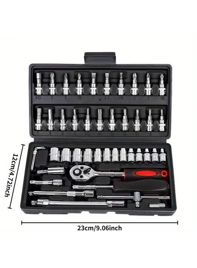 46pcs Professional Car Repair Tool Kit Ratchet Wrench Sockets Screwdriver Bits Carbon Steel - Image 4