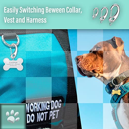 Divoti Pet Tag Quick Clip/Sping-Load Hook Combo for Pet ID Tags - 1 Per Standard/Medium/Large w/Pack of Split Rings - Image 5