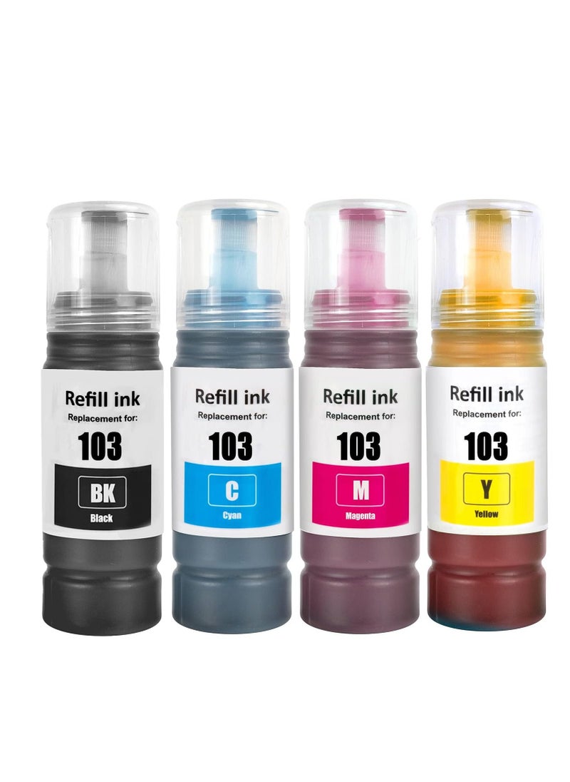 Terabyte - 103 4-colour Multipack, Replacement for L1110 L3110 L3111 L3150 L3151 L3156 L5190 L3160 Printer (Black, Magenta, Cyan, Yellow- 70ml) - Image 1