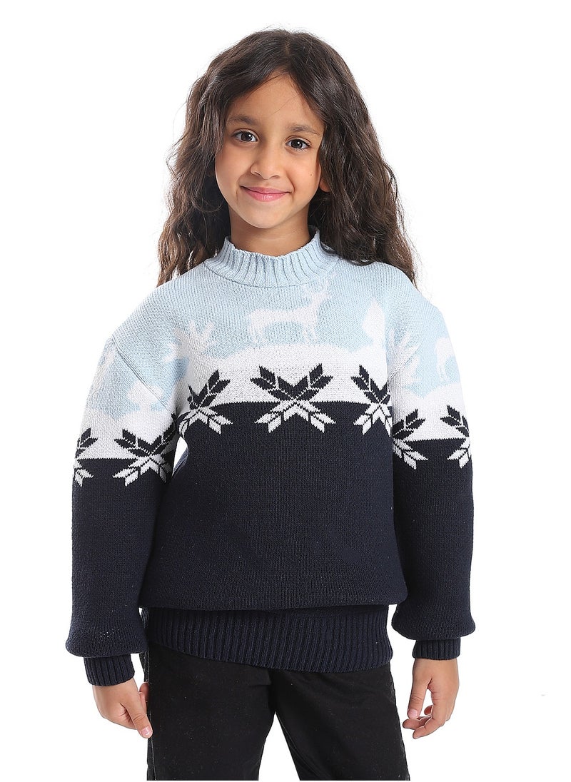Caesar Girls Wool Pullover With Mutlicolour Design  - Image 1
