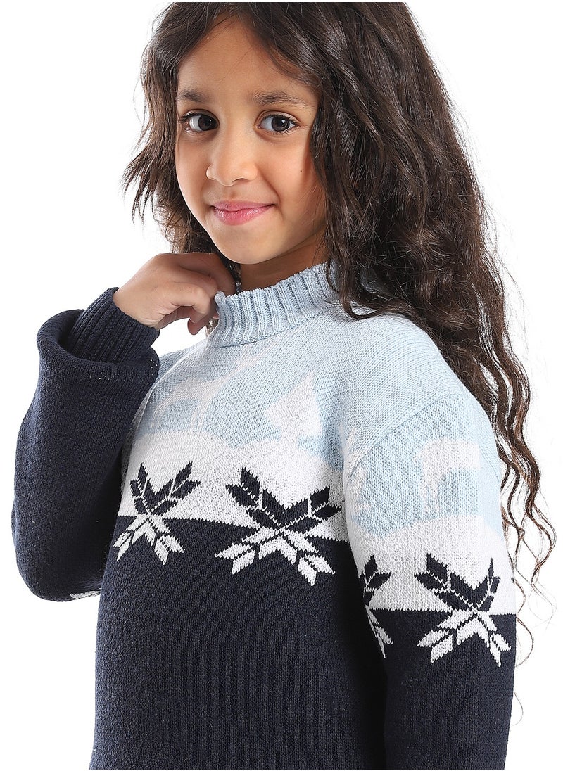Caesar Girls Wool Pullover With Mutlicolour Design  - Image 3