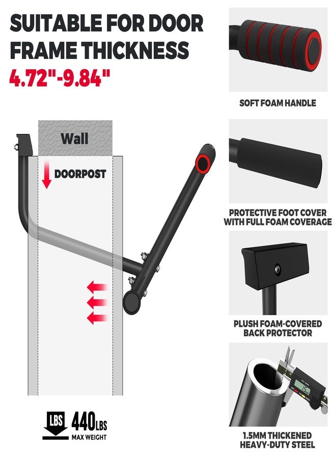 ONETWOFIT Pull Up Bar for Doorway, 440 lbs Heavy Duty Upper Body Fitness Workout Bar for Home Gym Exercise, Multi-Grip Strength Wall Mounted Door Frame Chin-Up Bar for Almost All Doors - Image 2