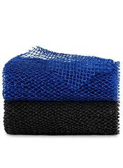 2 Pieces African Bathing Sponge Net,Long Premium Exfoliating Nylon Mesh Net Sponge for Daily Back Body Scrub Scrubber Shower Net (Black, Blue)