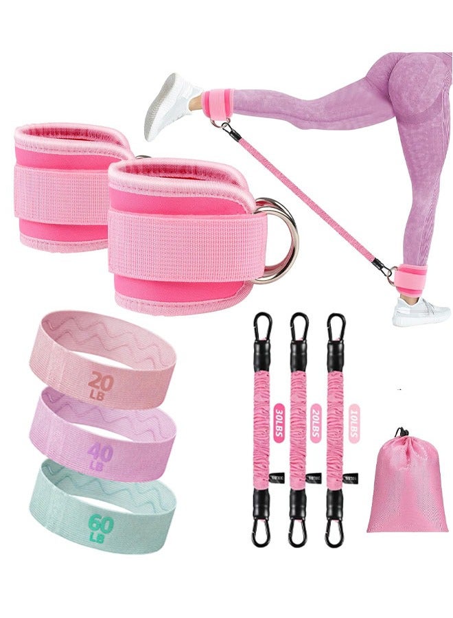 founder Ankle Resistance Loop Exercise Bands for Home Fitness, Ankle Bands for Working Out with Cuffs, Resistance Bands for Leg Butt Training Workout Equipment, Set of 9 - Image 1