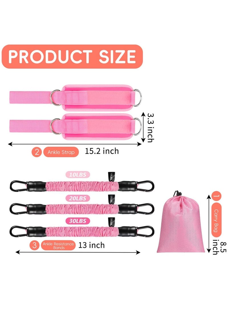 founder Ankle Resistance Loop Exercise Bands for Home Fitness, Ankle Bands for Working Out with Cuffs, Resistance Bands for Leg Butt Training Workout Equipment, Set of 9 - Image 2