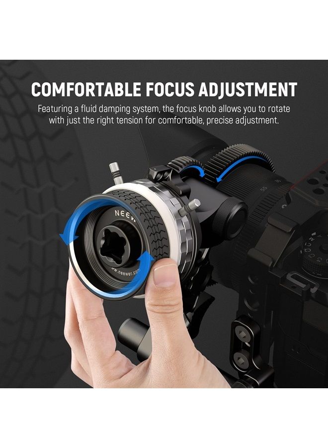 NEEWER Mini Follow Focus with A/B Stops, Lens Gear Ring, 15mm Rod & Rod Clamp for Cinema Camera, DSLR/Mirrorless Camera, Compatible with Lens Diameter Up to 114mm, PG001 (Silver) - Image 4