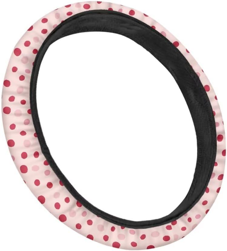 Car Steering Wheel Cover for Women and Men,Non-Slip Breathable Steering Wheel,Universal 14.5"-15" Fit for Cars and SUVs(Pink Polka Dots) - Image 3