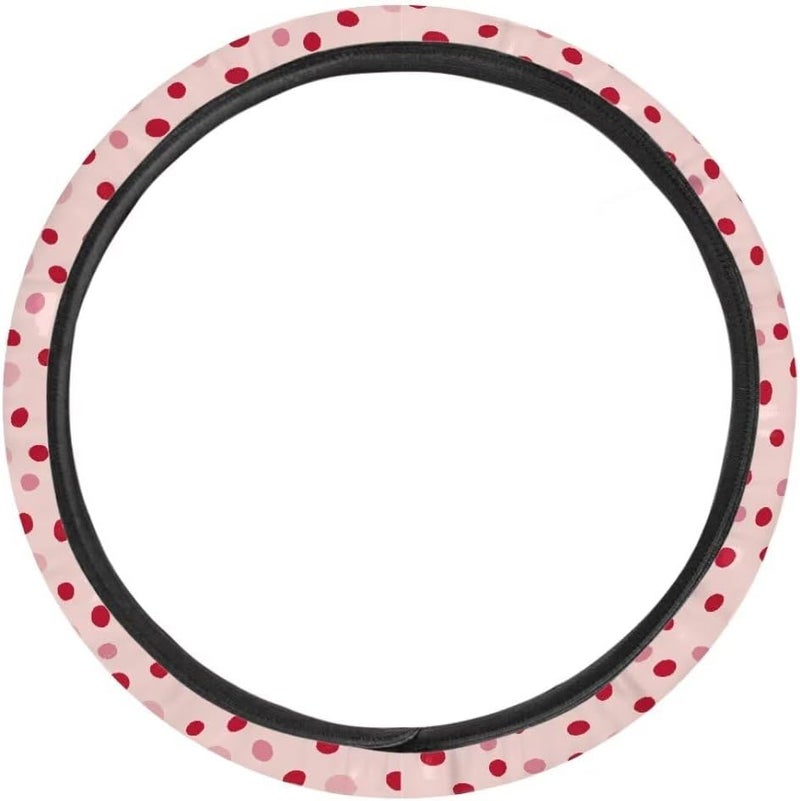 Car Steering Wheel Cover for Women and Men,Non-Slip Breathable Steering Wheel,Universal 14.5"-15" Fit for Cars and SUVs(Pink Polka Dots) - Image 2