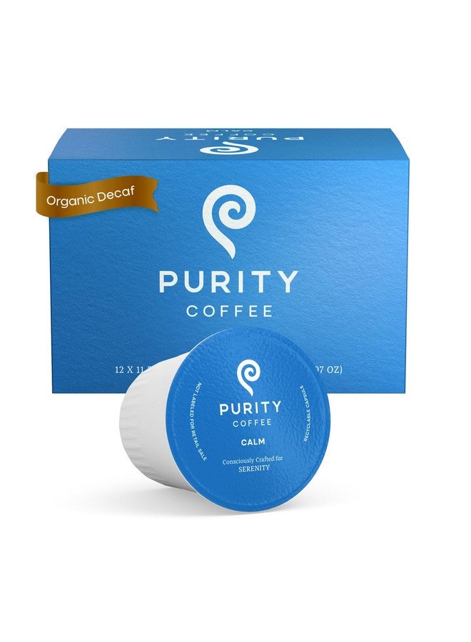 Purity Coffee CALM Decaf Medium Roast Organic Coffee - USDA Certified Organic Specialty Grade Arabica Single-Serve Coffee Pods - Third Party Tested for Mold, Mycotoxins & Pesticides - 12 ct Box - Image 1