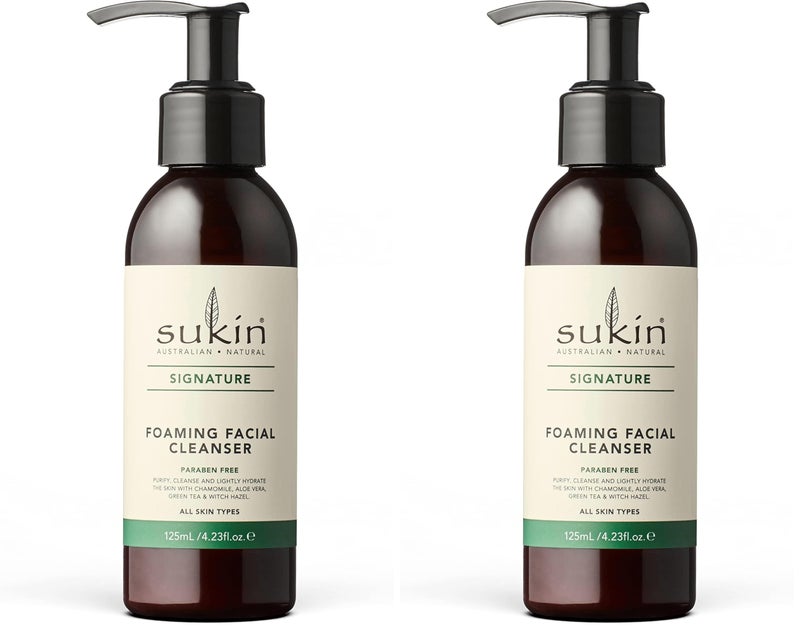 Sukin Foaming Facial Cleanser Pump, Gentle Gel Cleanser with Green Tea, Aloe Vera & Chamomile to Purify, Soothe & Tighten Skin, 4.23 Fl Oz (Pack of 2) - Image 1