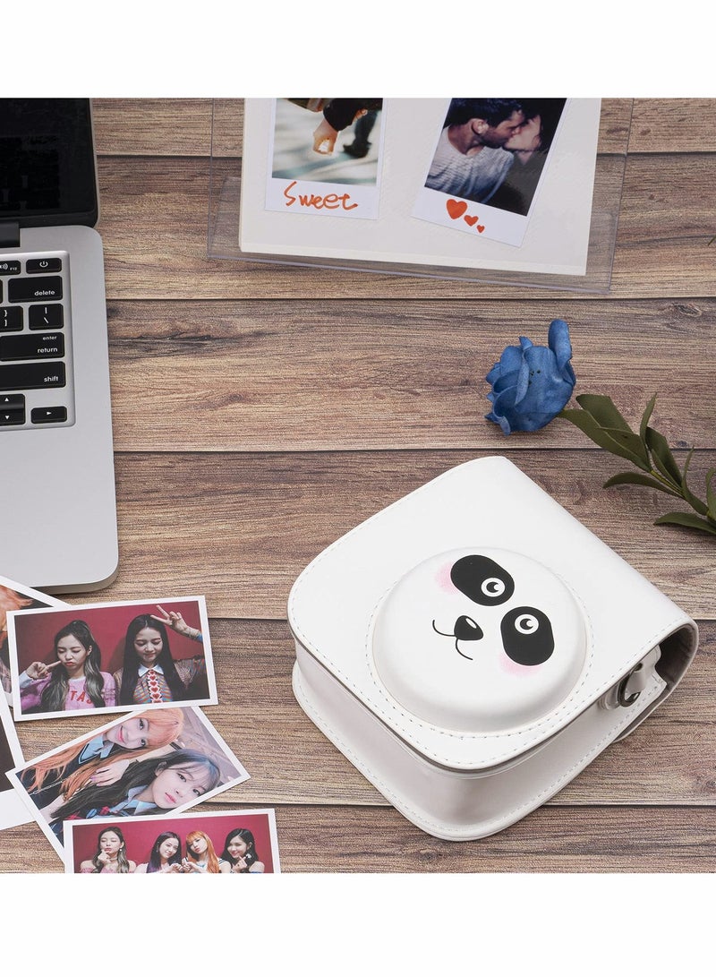 KASTWAVE SYOSI PU Leather Camera Case for Fujifilm Instax Mini 11, with Adjustable Strap and Pocket (Panda) - Image 4