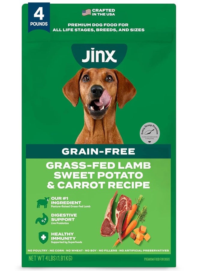 Jinx Premium Grain-Free Dry Dog Food, for All Lifestages - Grass-Fed Lamb, Sweet Potato & Carrot Dog Food with Superfoods for Immune Support & Probiotics for Digestive Support - No Fillers - 4lb - Image 1