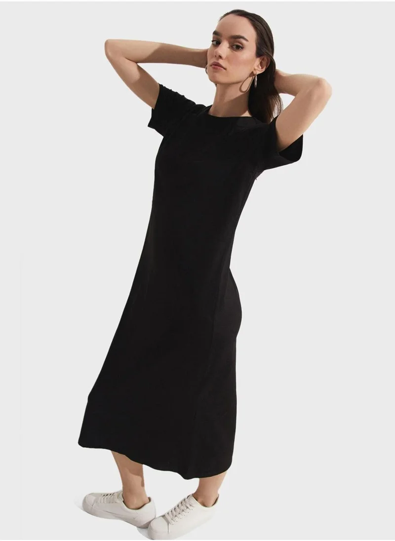 JUNE Classic Black T-Shirt Dress