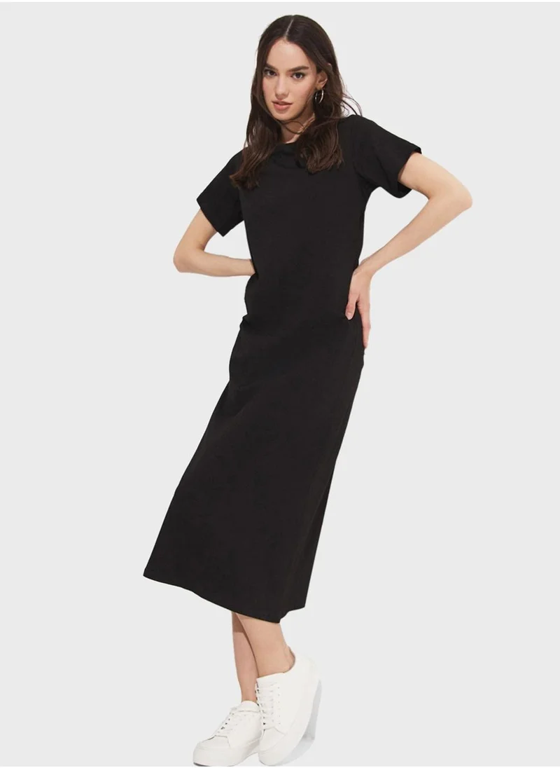 JUNE Classic Black T-Shirt Dress