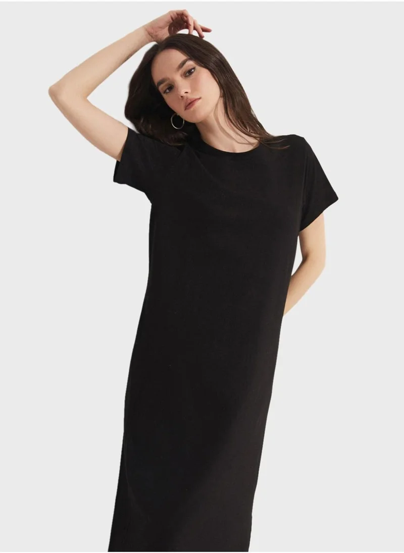 JUNE Classic Black T-Shirt Dress