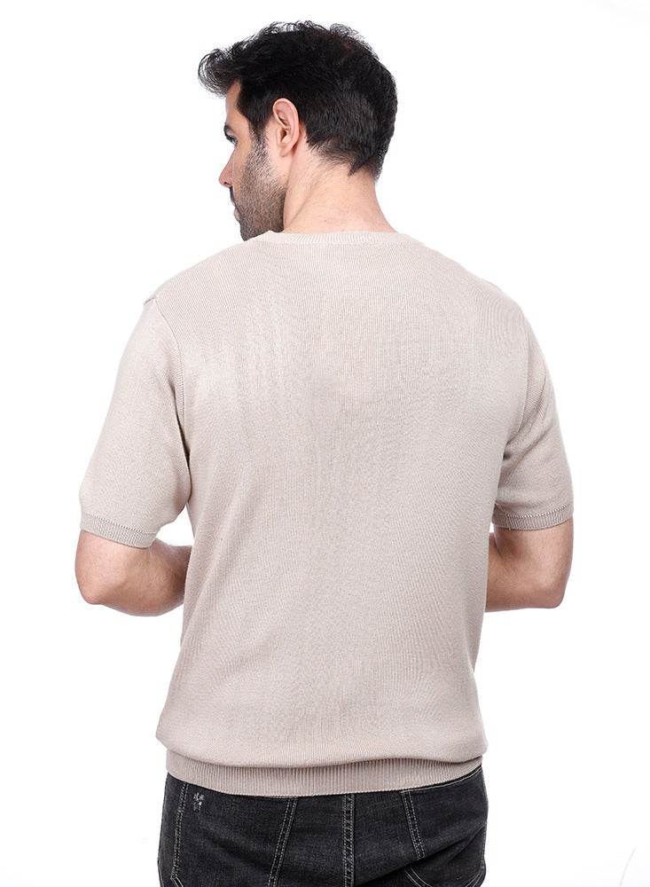 كوب قميص تي شيرت سادة منسوج برقبة دائرية - Image 3