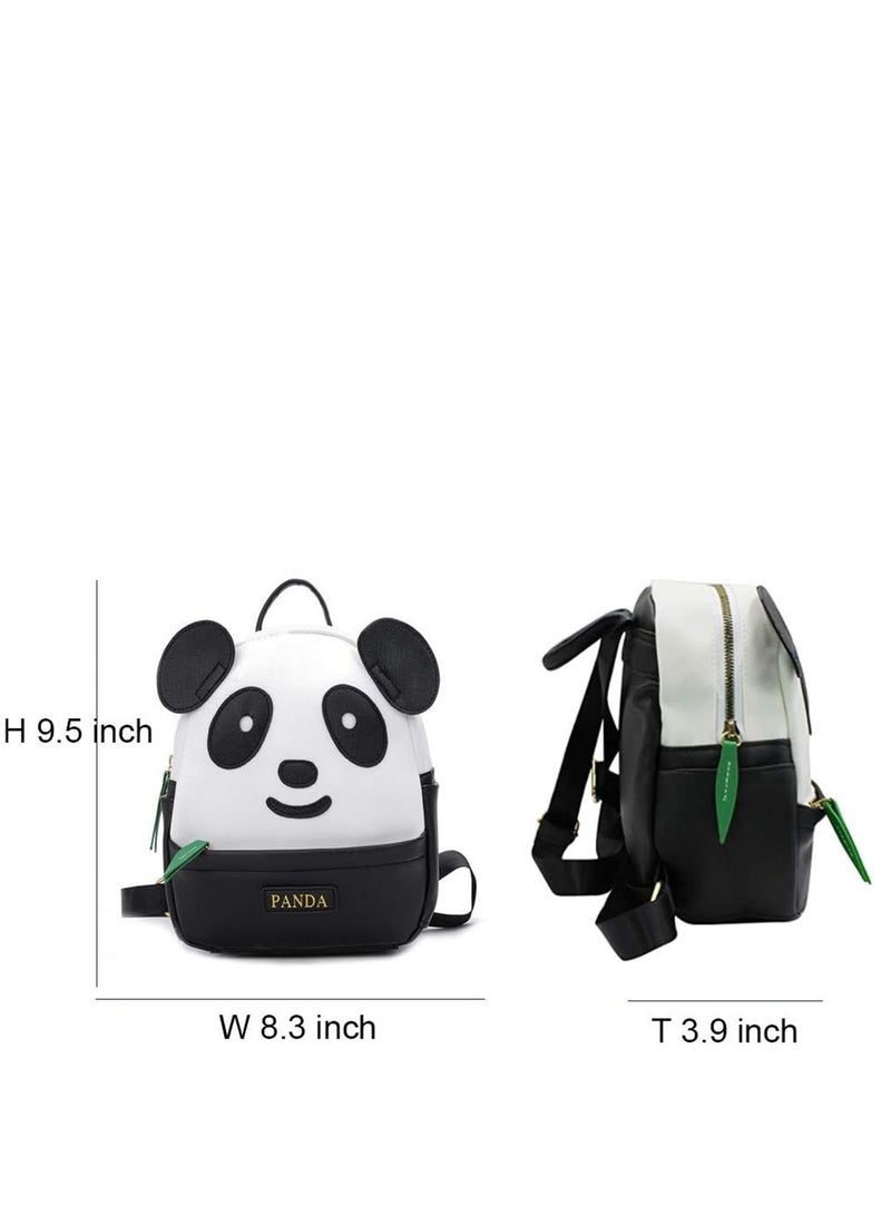 Panda Pattern Backpack Lovely for Women Girls Pu Leather Small Casual Shoulder Daypack Bag Travel Gift School Bag for Women Girls Students