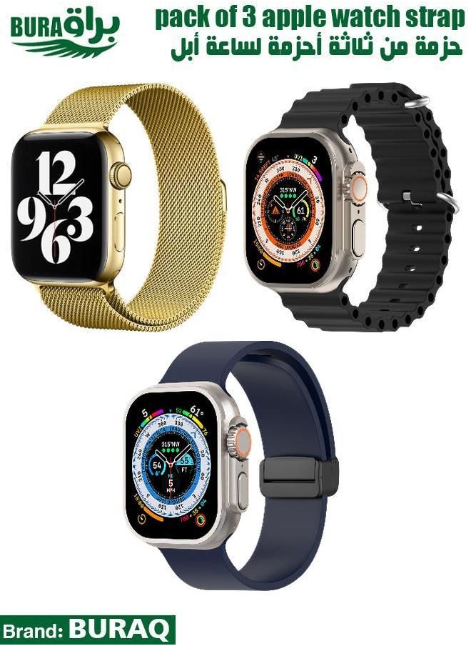 BURAQ - Apple Watch Band Strap For Apple Watch Ultra 2/Ultra 49mm, Series 10 46mm, 9/8/7 45mm, SE2/SE/6/5/4 44mm, 3/2/1 42mm - Image 1
