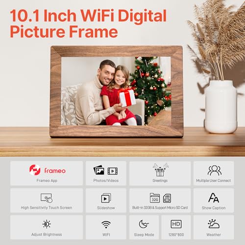 BIGASUO Frameo 10.1" Digital Picture Frame with 32GB Memory WiFi Electronic Photo Frame Wood 1280 x 800 IPS Touch Screen Auto-Rotate Slideshow Wall Mountable Share Photos/Video Remotely Anywhere - Image 5