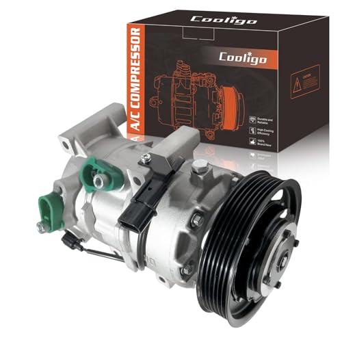 COOLIGO A/C Air Conditioner Compressor Fit for 2012-2017 Hyundai Accent, 2012-2017 Kia Rio 1.6L L4， with A/C Clutch,Replaces 977011R100, 977011R100DR, 977011W600 - Image 1
