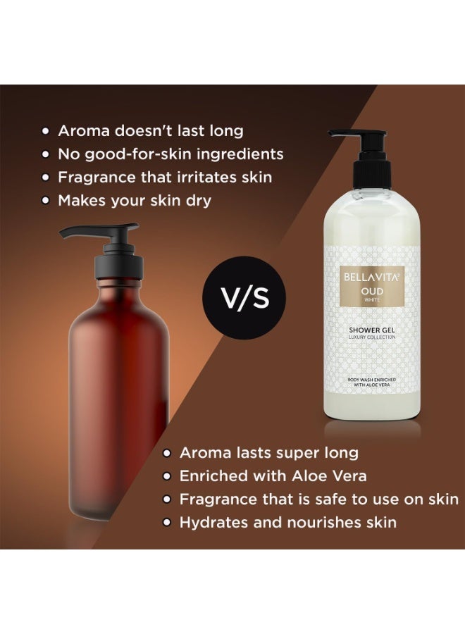 Bella Vita Luxury OUD WHITE Body Wash Shower Gel for Women & Men | 500ml | Unisex Bodywash with Aloe Vera Extract | Deep Cleansing, Hydrating, Moisturising | Suitable for All Skin Types - Image 4