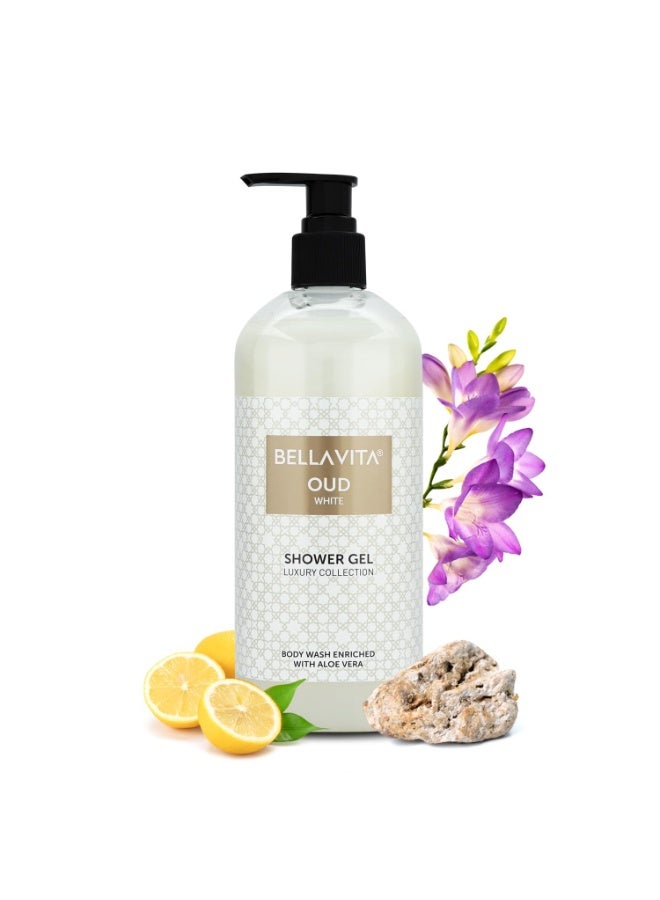 Bella Vita Luxury OUD WHITE Body Wash Shower Gel for Women & Men | 500ml | Unisex Bodywash with Aloe Vera Extract | Deep Cleansing, Hydrating, Moisturising | Suitable for All Skin Types - Image 1