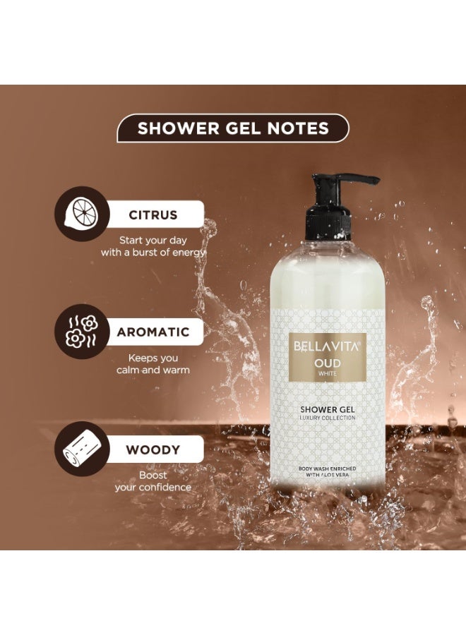 Bella Vita Luxury OUD WHITE Body Wash Shower Gel for Women & Men | 500ml | Unisex Bodywash with Aloe Vera Extract | Deep Cleansing, Hydrating, Moisturising | Suitable for All Skin Types - Image 5