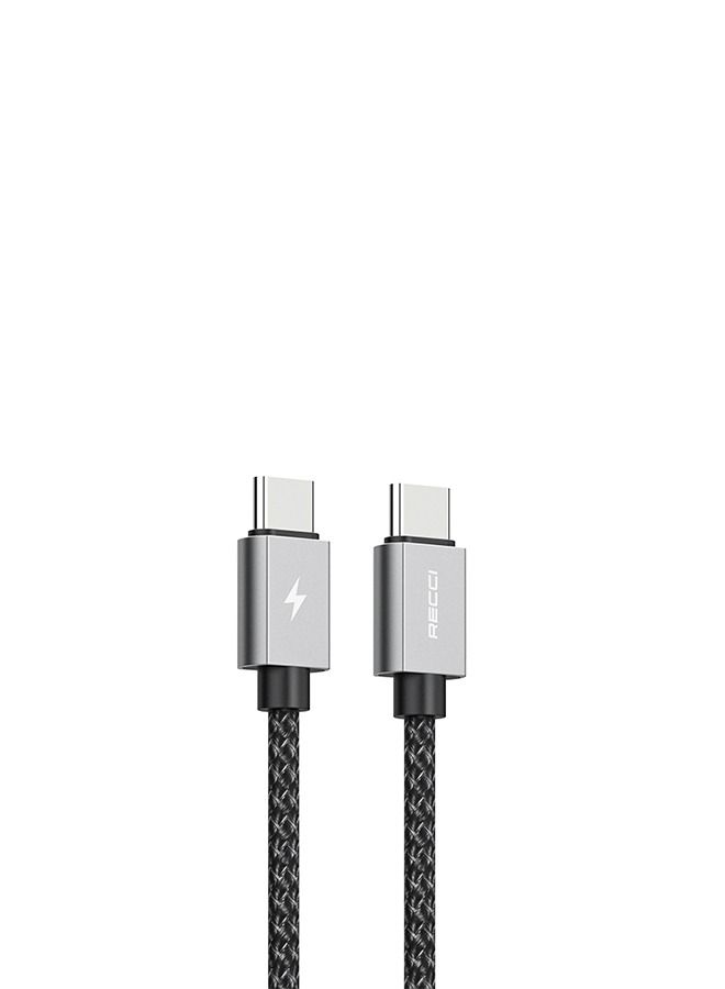 Recci Cable charging and data transfer , Type-C supports fast charging, safe and fast data transfer 120W 150cm, supports all devices Black - Image 2