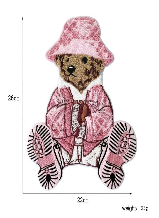 JRYYR 22cm*26cm Pink Bear Embroidery Patch, Applique, Cartoon Animal Chenille Patch Applique, Suitable for Decorative Clothing, Sweater, Home Textile, Backpack Patch, Applique. (Style 2) - Image 3