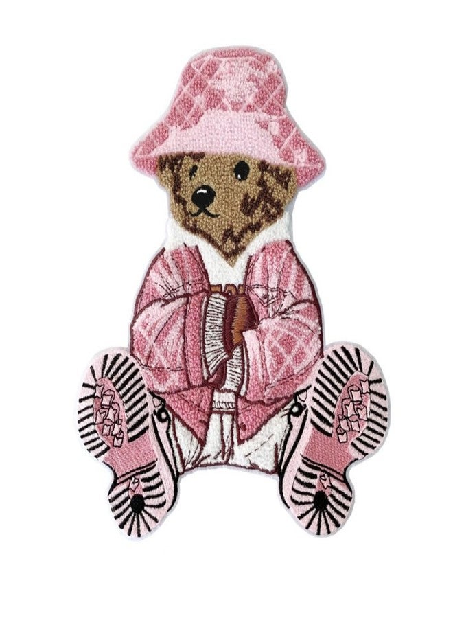 JRYYR 22cm*26cm Pink Bear Embroidery Patch, Applique, Cartoon Animal Chenille Patch Applique, Suitable for Decorative Clothing, Sweater, Home Textile, Backpack Patch, Applique. (Style 2) - Image 1