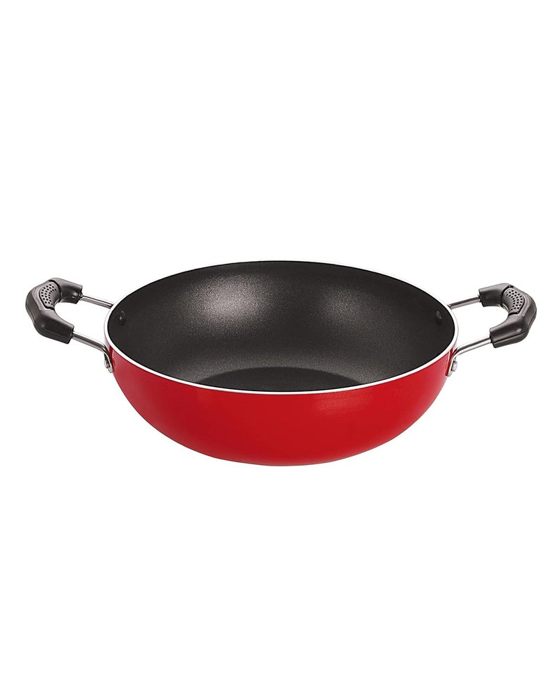 Nirlon NIRLON Classic Range Non Stick Kadhai Kitchen Cookware, Red & Black Aluminium Non Stick Coating Cookware