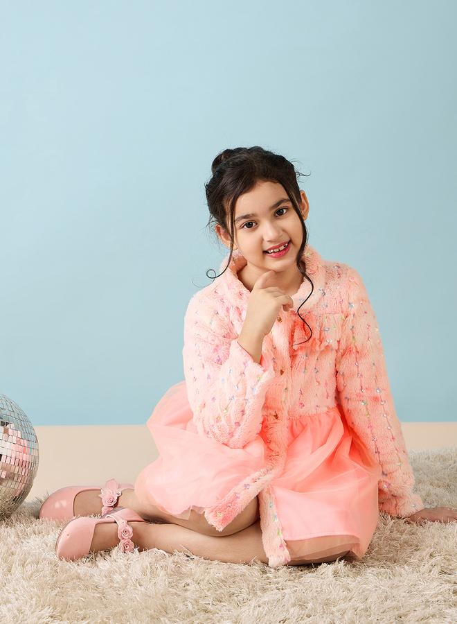 ستايلو بج فستان مزين بأكمام صوف فليس مرصع بالترتر من ستايلو باغ - Image 2