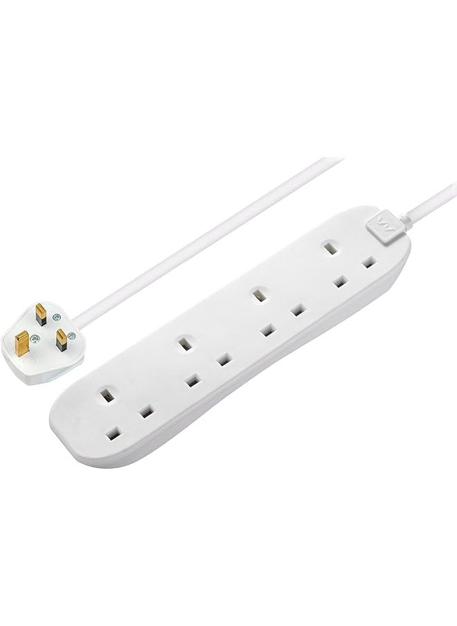 PROMASS promass BFG5N-ME 5m Extension Cord – 4 Socket Power Cable Extender with Safety Shutters, Wall-Mountable, BS1363-2 Certified, Wire Extension for Home & Office 