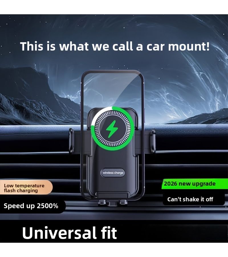 Black 2026 Super Enhanced Mechanical Car Wireless Charger Golden Triangle Wrap Around Locking Design - Image 3