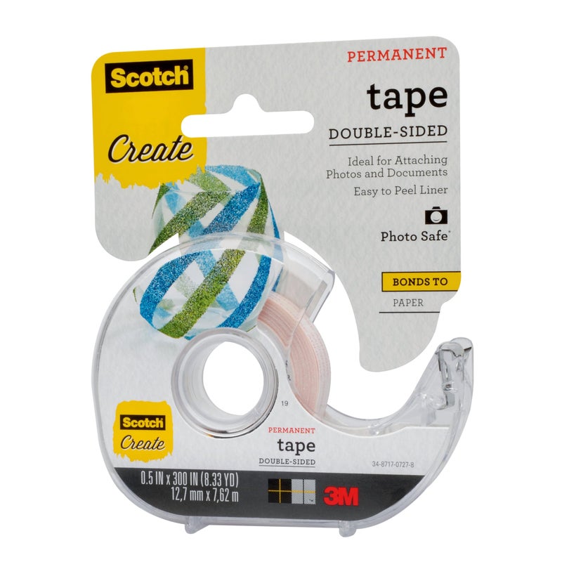 Scotch Create Double-Sided Permanent Tape, 1 Dispenser, 1/2 in x 300 in, Clear, Strong Double Sided Tape for Crafts (002-CFT) - Image 2