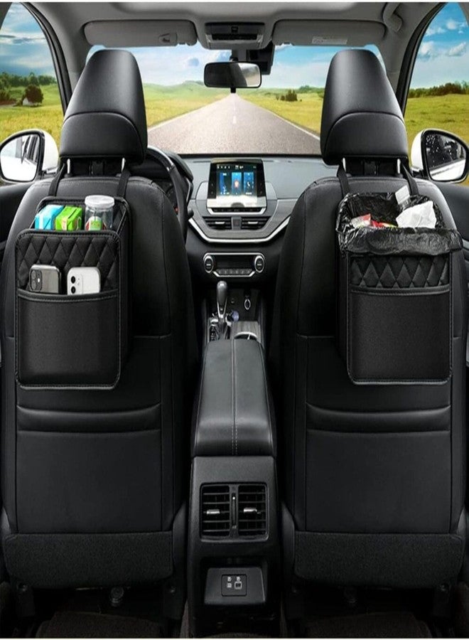 Jenon Car Seat Back Organizer with Headrest Strap, PU Leather Storage Pocket with Side Mesh Holder, Foldable Hanging Car Storage Bag - Image 5