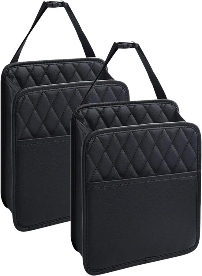 Jenon Car Seat Back Organizer with Headrest Strap, PU Leather Storage Pocket with Side Mesh Holder, Foldable Hanging Car Storage Bag - Image 4