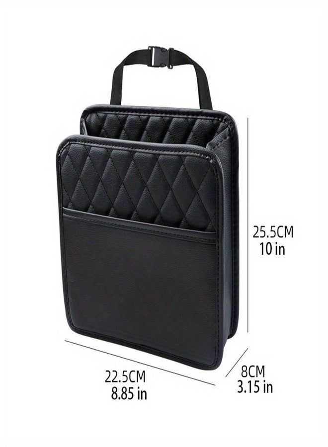 Jenon Car Seat Back Organizer with Headrest Strap, PU Leather Storage Pocket with Side Mesh Holder, Foldable Hanging Car Storage Bag - Image 2