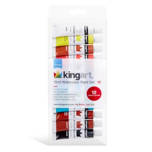 KINGART Studio Watercolor Paint, 12 ml (.4oz), Set of 12 Colors - Image 2
