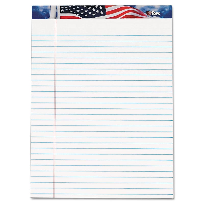 TOPS 75111 American Pride Writing Pad, Legal/Wide, 8 1/2 x 11 3/4, White, 50 Sheets (Pack of 12) - Image 1