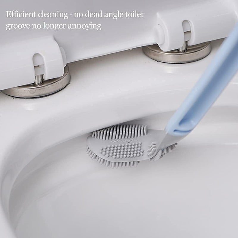 ODMART Long Handle Toilet Brush Golf Brush Head Toilet Cleaner Brush 360° Flexible Deep Cleaning Silicone Toilet Bowl Brush Wall Mounted Without Drilling Quick Drying with Wall Hooks Sticky Hooks - Image 2