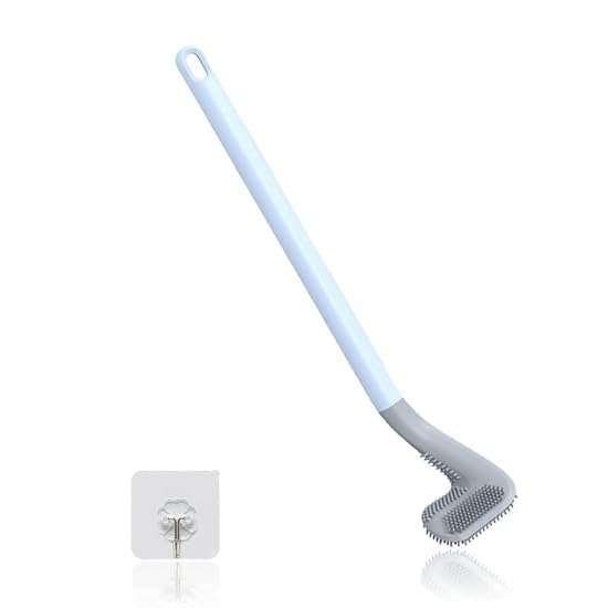 ODMART Long Handle Toilet Brush Golf Brush Head Toilet Cleaner Brush 360° Flexible Deep Cleaning Silicone Toilet Bowl Brush Wall Mounted Without Drilling Quick Drying with Wall Hooks Sticky Hooks - Image 1