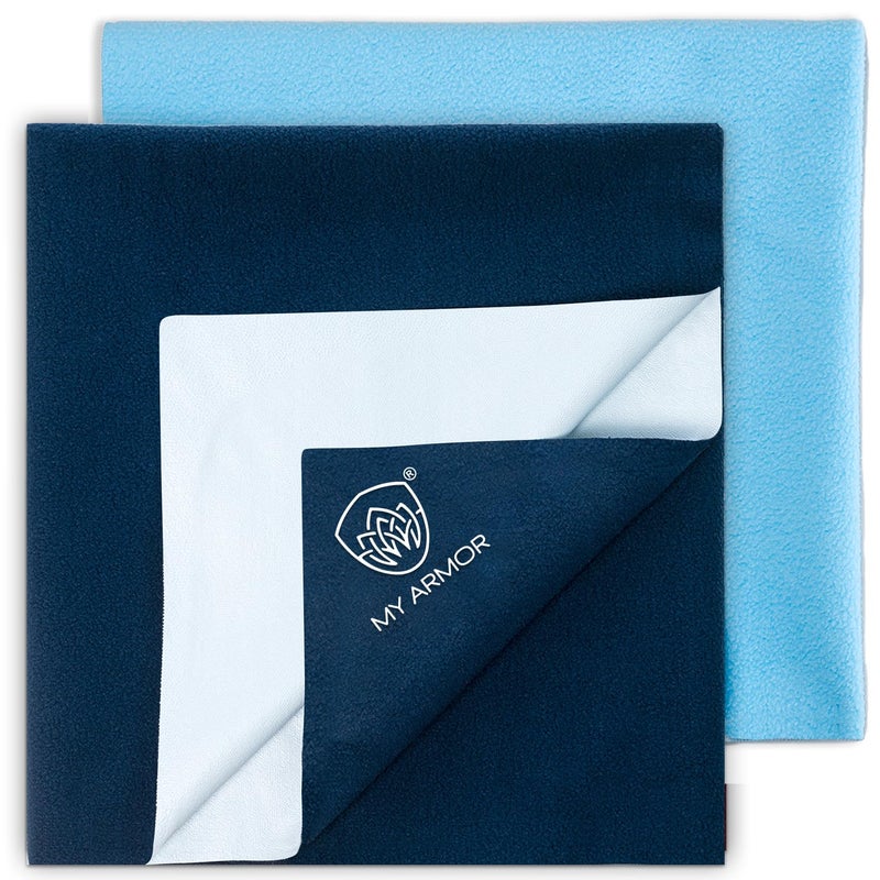 MY ARMOR Baby Dry Sheet for New Born Baby, Anti-Piling Waterproof Mattress Protector for Bed (Quick Drying/Extra Absorbent Dry Sheet for Bed) - Pack of 2 (Medium (70cm x 100cm) (Royal Blue & Sky Blue) - Image 1