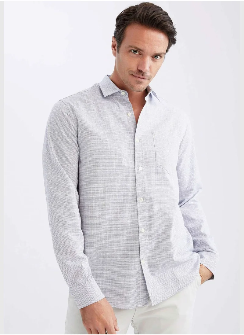 ديفاكتو Man Polo Neck Woven Long Sleeve Shirt