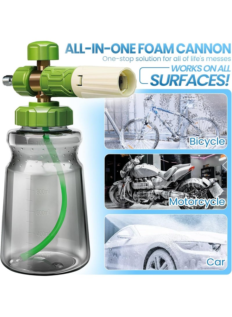 Arabest Foam Cannon for Pressure Washer, Upgraded Wide Mouth Snow Foam Cannon for Car Wash, Adjustable Thick Portable Car Wash Sprayer with 1/4" Quick Connector, Additional 1.1 mm Orifice Nozzle - Image 3