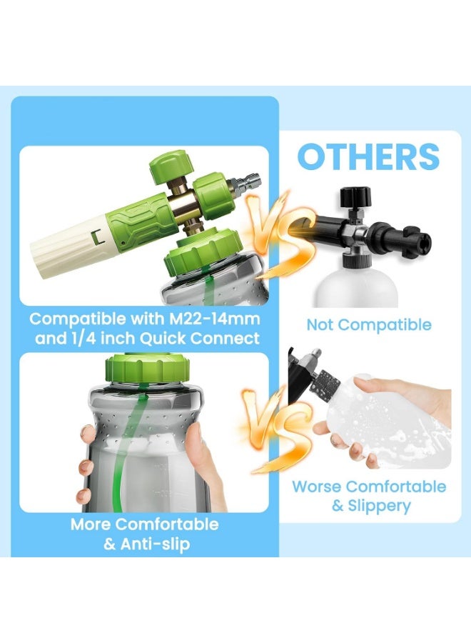 Arabest Foam Cannon for Pressure Washer, Upgraded Wide Mouth Snow Foam Cannon for Car Wash, Adjustable Thick Portable Car Wash Sprayer with 1/4" Quick Connector, Additional 1.1 mm Orifice Nozzle - Image 2
