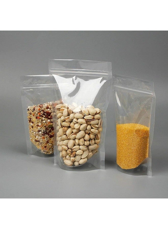 Shudh Online Stand Up Zipper Pouch Transparent 50 Pieces (80gm-120gm capacity) - Resealable Plastic Zip lock Food Grade bag for Packing, Storage (Small, 10cm x 13cm) - Image 1