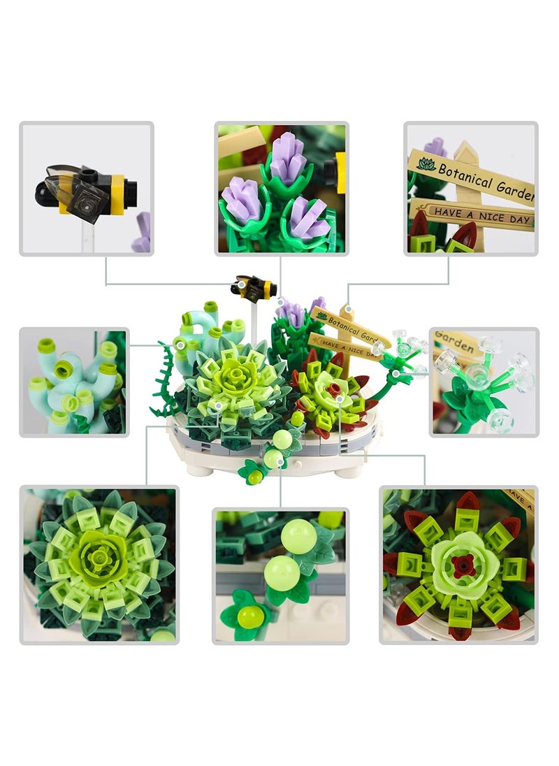 Excefore - Mini Bricks Bonsai Model Simulation Succulent Plant Set, Creative DIY Flower Particle Botanical Collection Construction Building Blocks Toy - Image 1